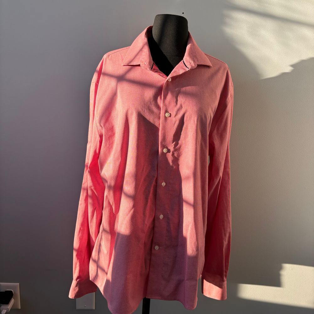 Men's red Tommy Hilfiger Red Slim Fit Stretch Dress Shirt TH Flex Supima Cotton